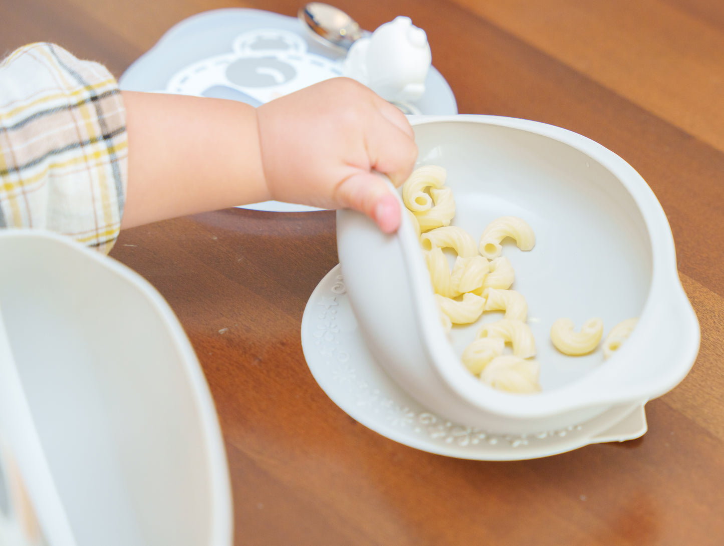 Suction Bowl with Lid - Gray