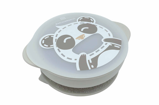 Suction Bowl with Lid - Gray