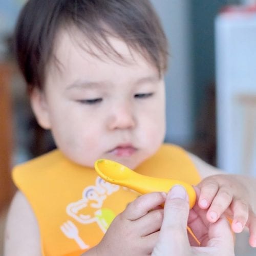 Silicone Palm Grasp Spoon & Fork Set - Yellow