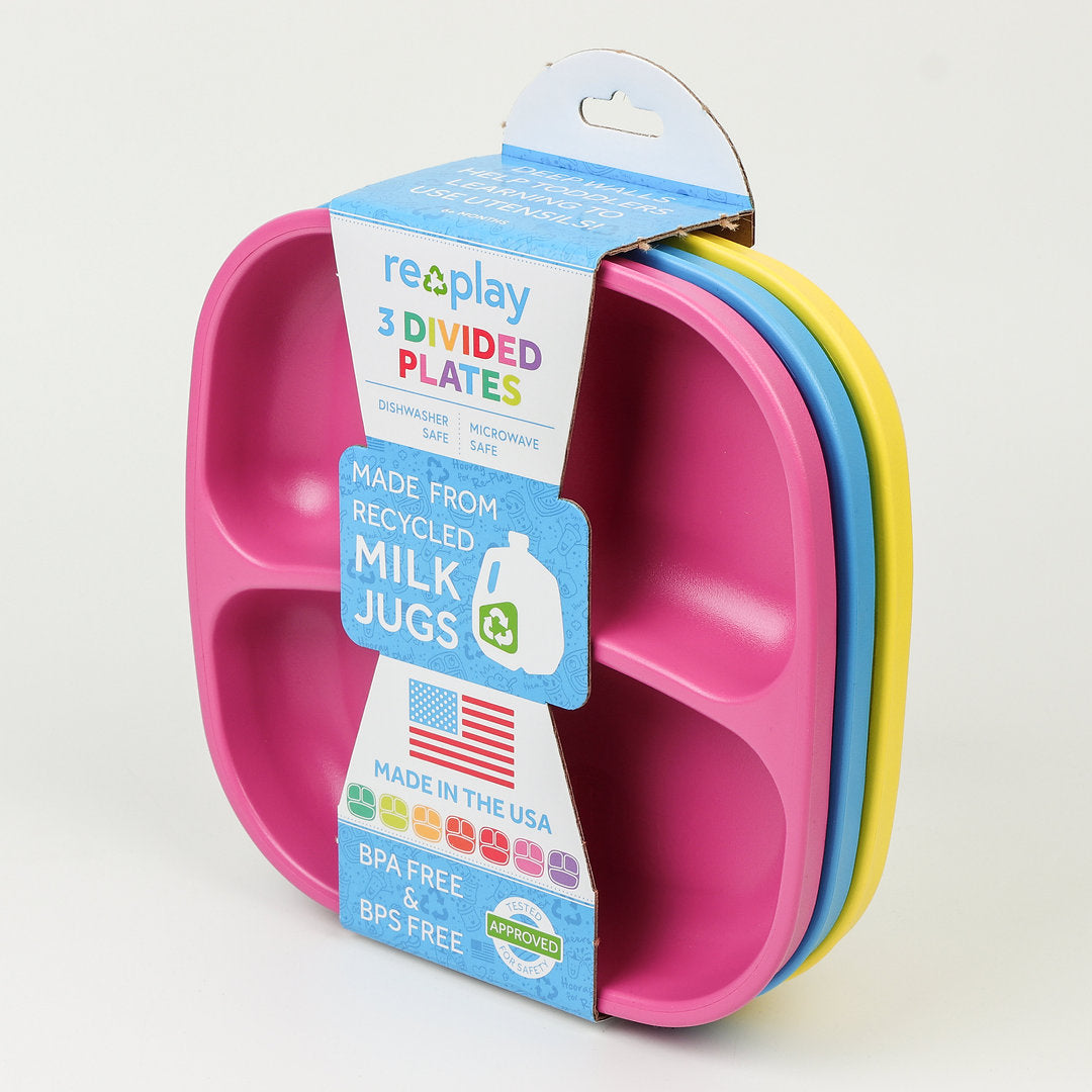 Re-Play Divided Plates - Sky Blue, Pink and Yellow