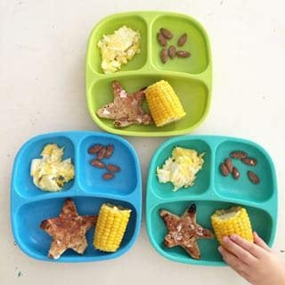 Re-Play Divided Plates Set - Aqua, Sky Blue and Lime Green