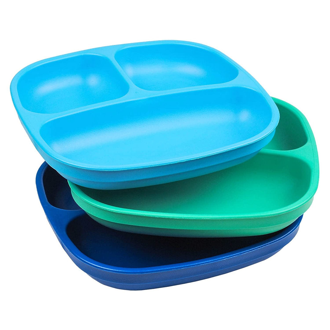 Re-Play Divided Plates Set - Aqua, Sky Blue and Navy