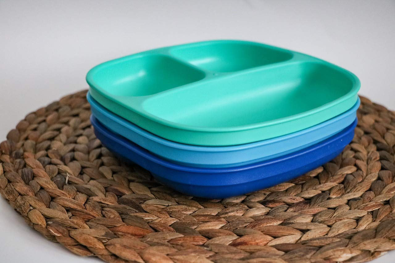 Re-Play Divided Plates Set - Aqua, Sky Blue and Navy