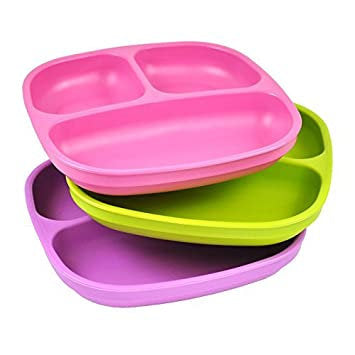 Re-Play Divided Plates Set - Purple, Pink and Lime Green