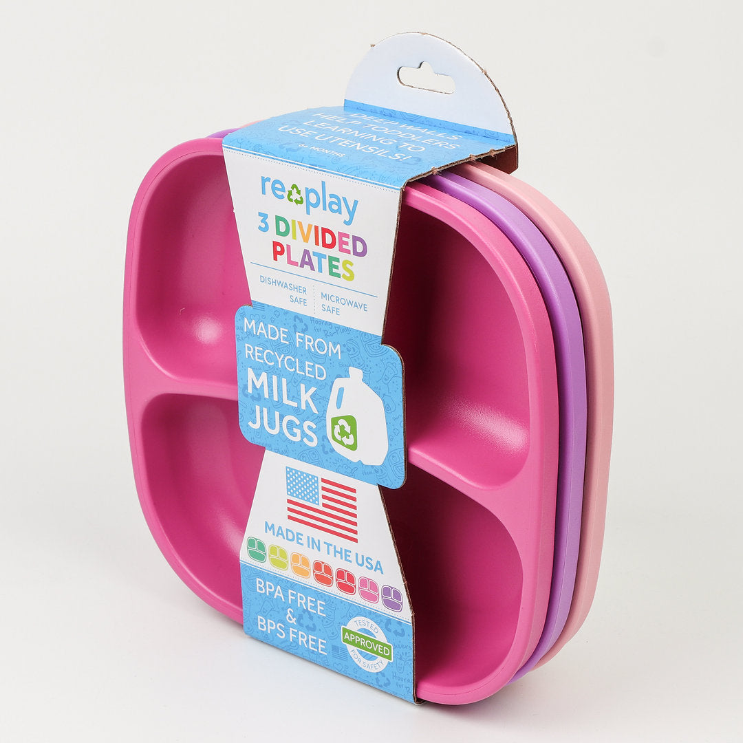 Re-Play Divided Plates Set - Purple, Blush Pink and Pink