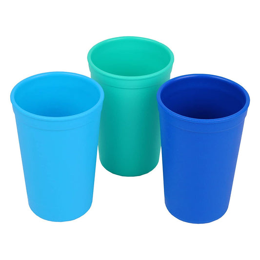 Re-Play Drinking Cups, 10oz - Aqua, Sky Blue and Navy Blue