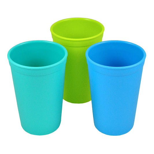 Re-Play Drinking Cups, 10oz - Aqua, Skyblue and Lime Green