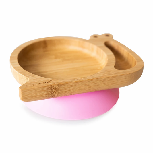 Snail Bamboo Suction Plate - Pink