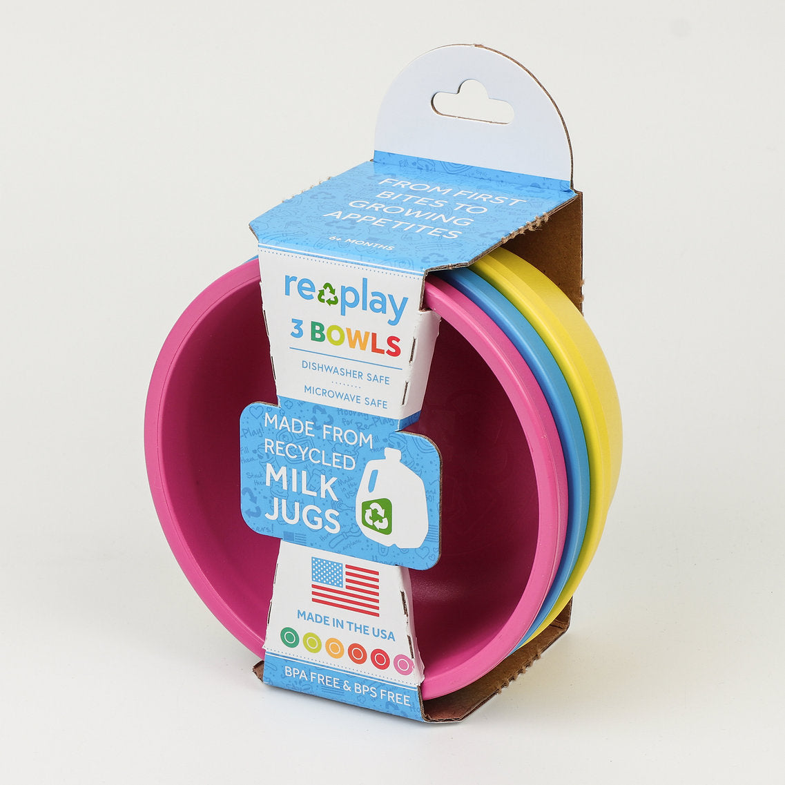 Re-Play Bowls Set - Sky Blue, Pink and Yellow