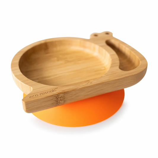 Snail Bamboo Suction Plate - Orange