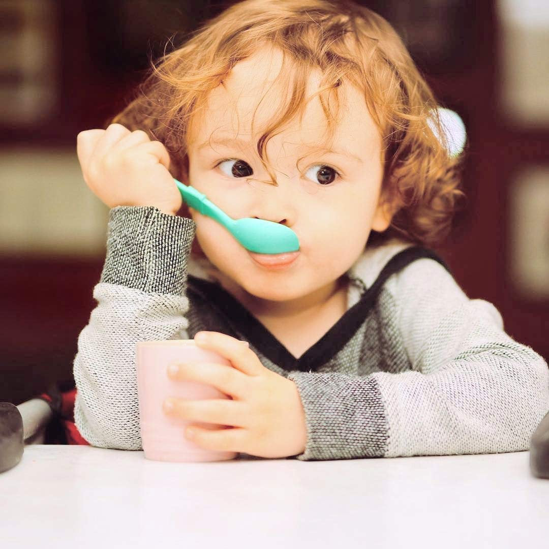 Re-Play Toddler Utensil Set - Aqua, Orange, Yellow and Lime Green