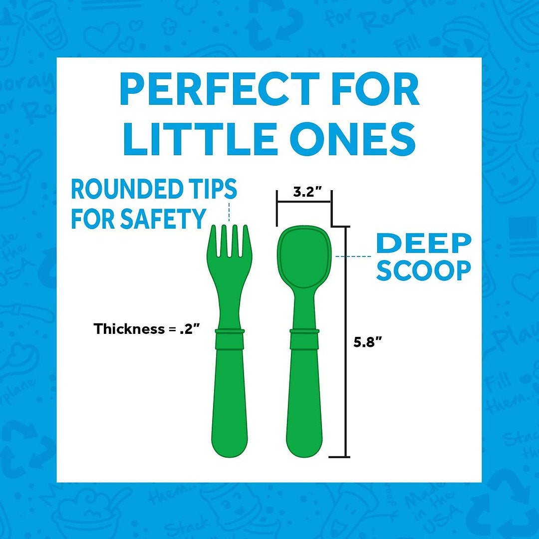 Re-Play Toddler Utensil Set - Aqua, Orange, Yellow and Lime Green