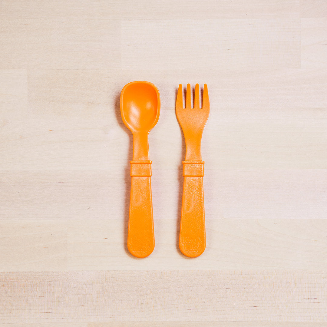 Re-Play Toddler Utensil Set - Aqua, Orange, Yellow and Lime Green