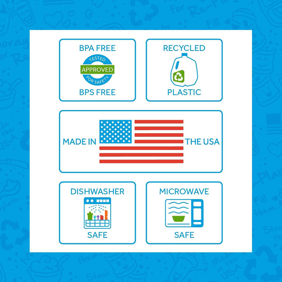 Re-Play Divided Plates Set - Aqua, Sky Blue and Lime Green