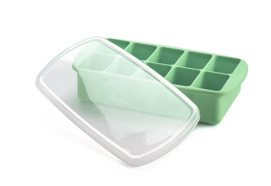 Silicone Baby Food Freezer Tray with Lid - Green