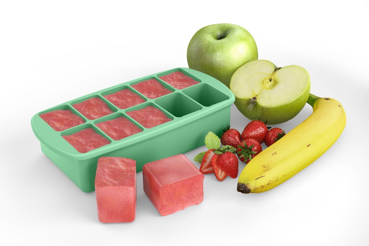 Silicone Baby Food Freezer Tray with Lid - Green