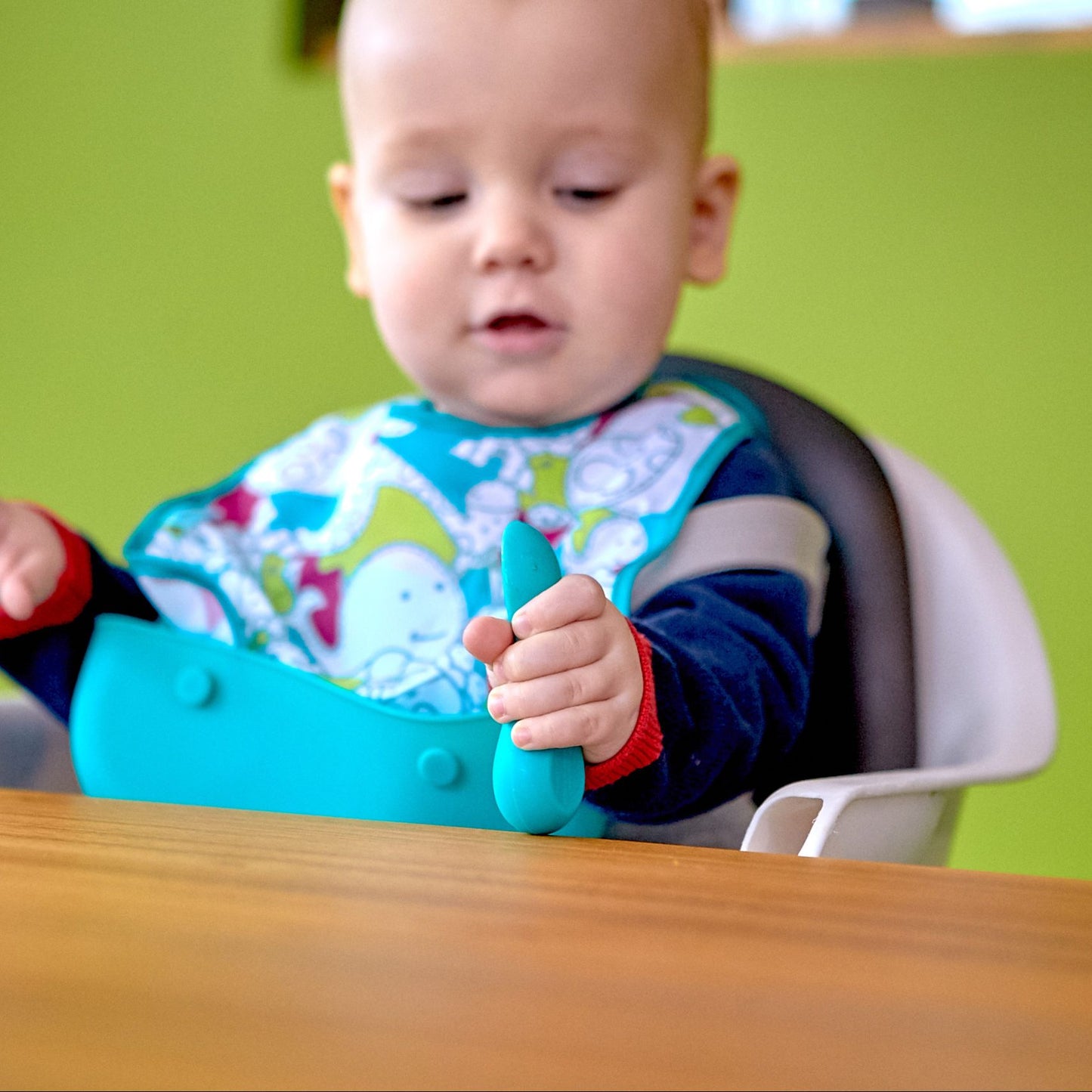 Silicone Palm Grasp Spoon & Fork Set - Green