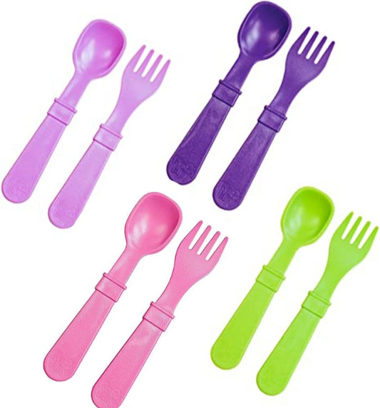 Re-Play Toddler Utensil Set - Purple, Amethyst, Pink & Lime Green