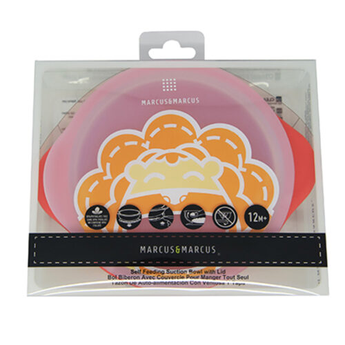 Suction Bowl with Lid - Red