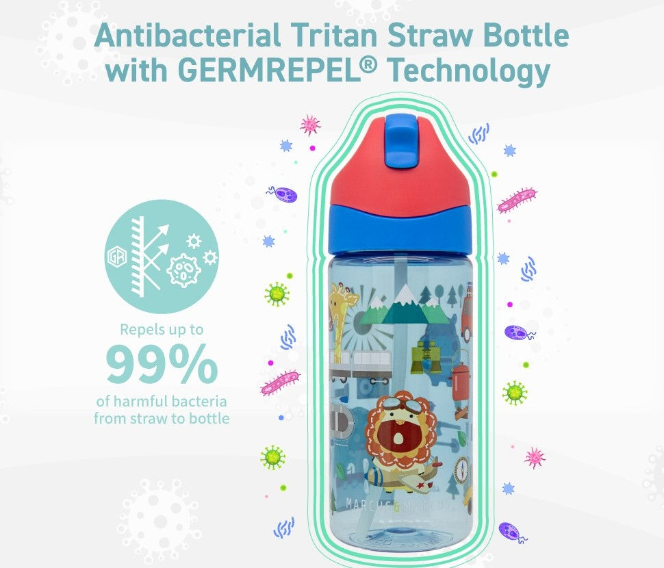 Germrepel Tritan Straw Bottle (400ml) - Green