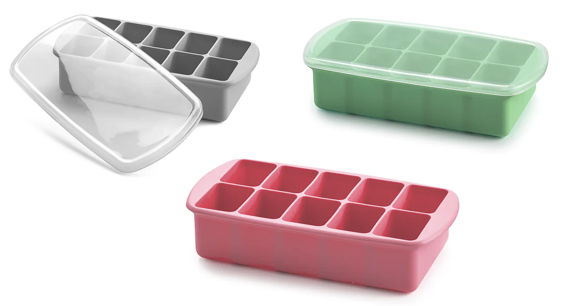 Silicone Baby Food Freezer Tray with Lid - Pink