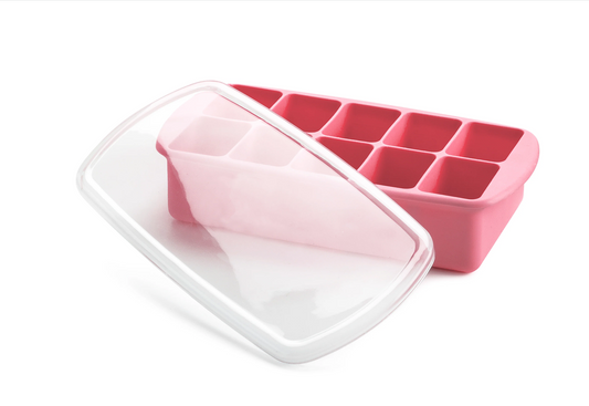 Silicone Baby Food Freezer Tray with Lid - Pink
