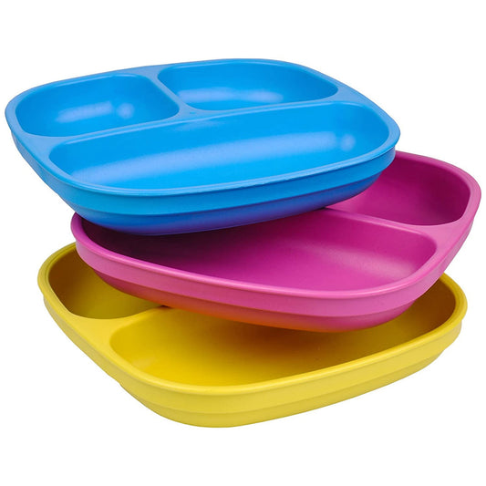 Re-Play Divided Plates -  Sky Blue, Pink and Yellow