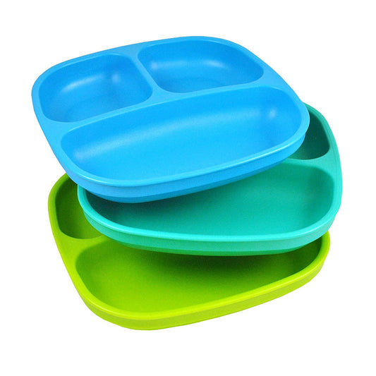 Re-Play Divided Plates Set - Aqua, Sky Blue and Lime Green