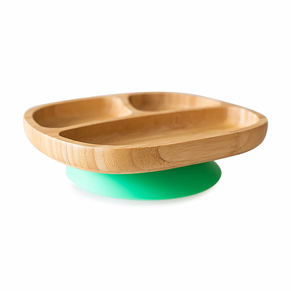 Bamboo Suction Plate - Green