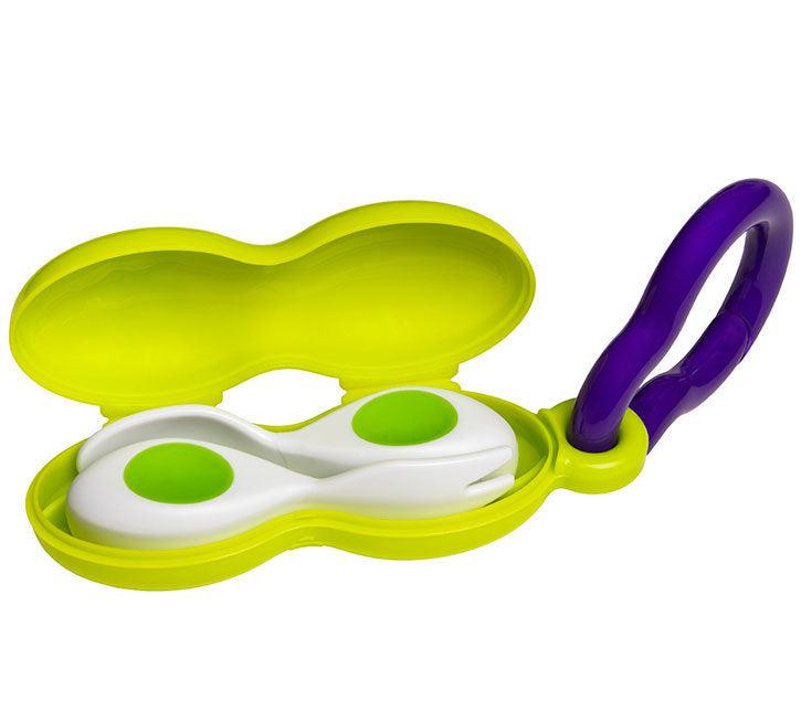 Baby Cutlery Set & Case - Lime Green