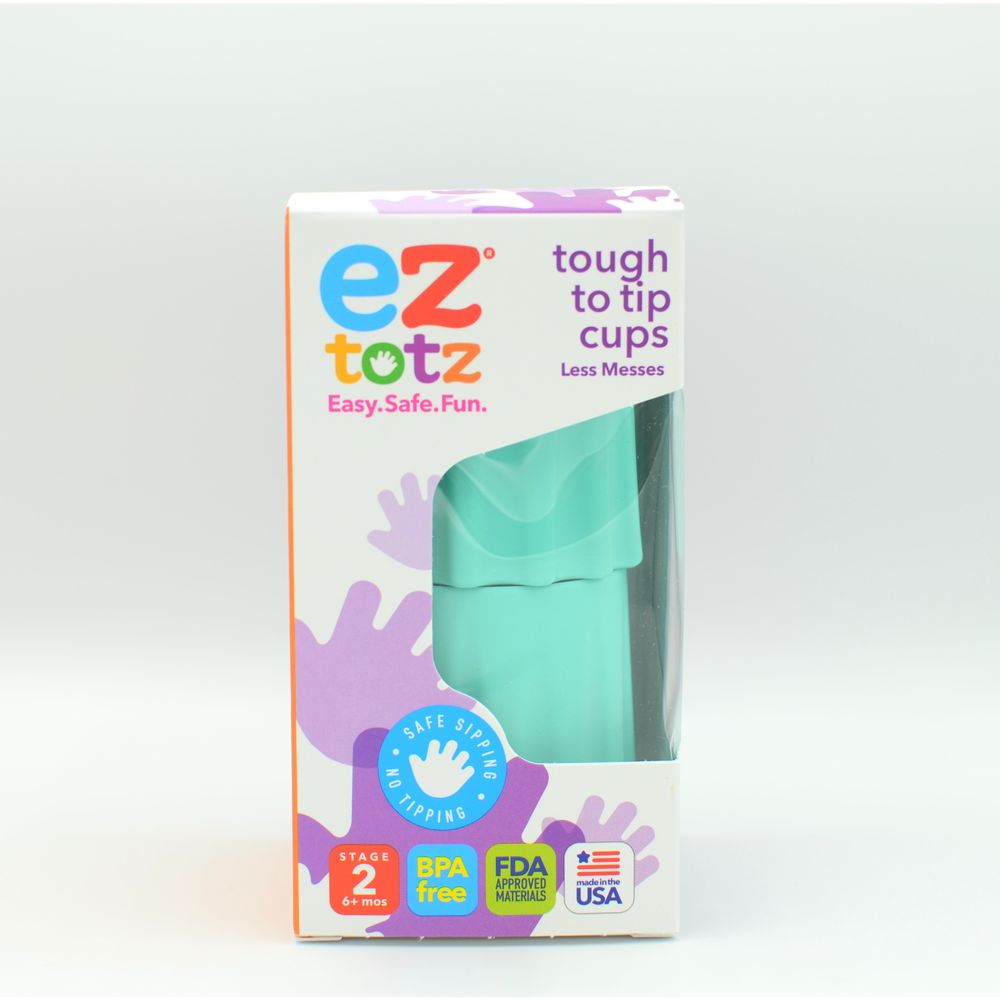 Tough to Tip Plastic Toddler Learning Cup, 2-Pack - Teal