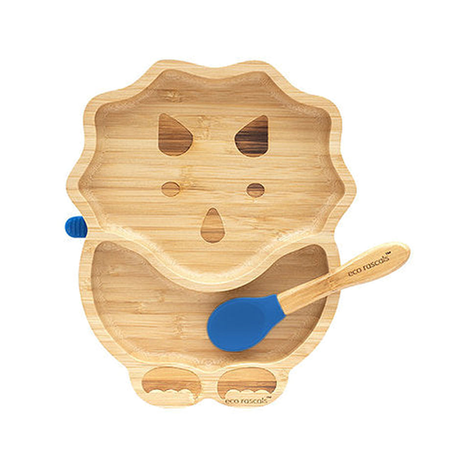 Dinosaur Bamboo Suction Plate -  Navy