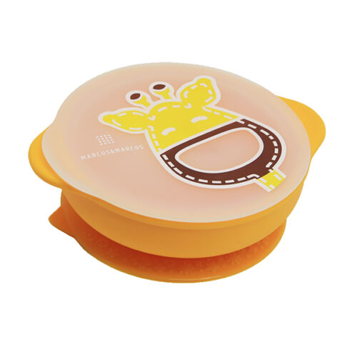 Suction Bowl with Lid - Yellow