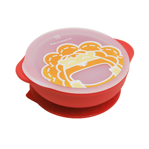 Suction Bowl with Lid - Red