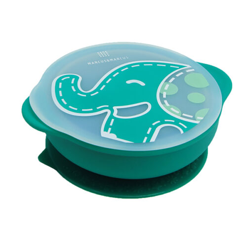 Suction Bowl with Lid - Green